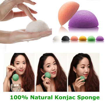 Esponjas faciais de limpeza de konjac natural a carvão